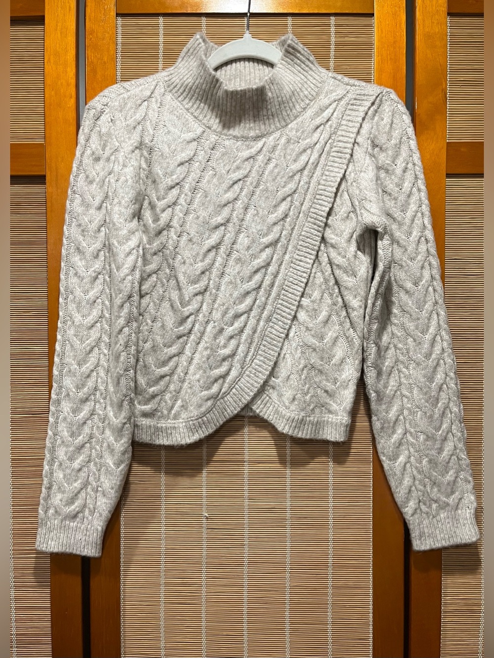 NWT generation k oatmeal cable knit crossover sweater, S
